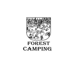 forest camp drawing logo illustration vector