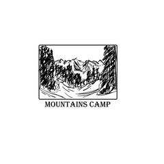 mountain camp drawing logo illustration vector