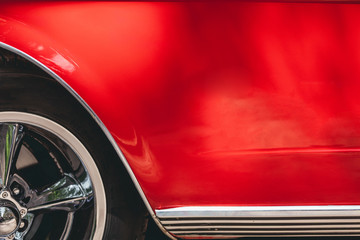 red american retro car close-up