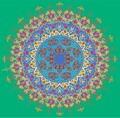  Bright pattern of abstract multicolor flowers in oriental style.