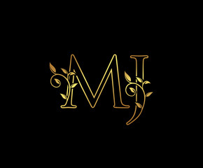 Initial letter M and J, MJ, Gold Logo Icon, classy gold letter monogram logo icon suitable for boutique,restaurant, wedding service, hotel or business identity.