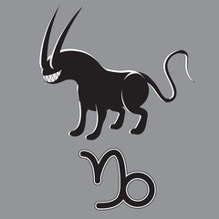 sign of the zodiac Capricorn isolated on grey background. Icon design element. Vector image.