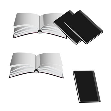 vector black book icons set on gray