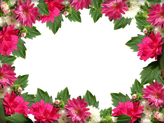 Floral frame on a white background.