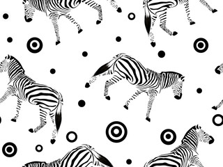 Fototapeta na wymiar Seamless black-white pattern with horses.