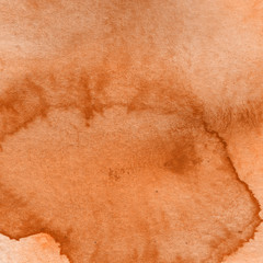 Autumn orange watercolor abstract background with waves and strokes on white paper background. Trendy look. Chaotic abstract organic design.