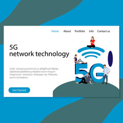 5G network technology homepage vector