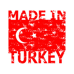 Made in turkey rubber stamp. Texture Turkish flag