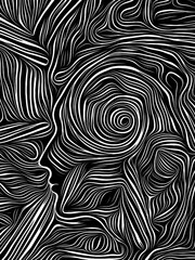 Fototapeta na wymiar Brain Spiral Woodcut
