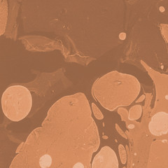 Orange marble ink paper textures on white background. Chaotic abstract organic design.