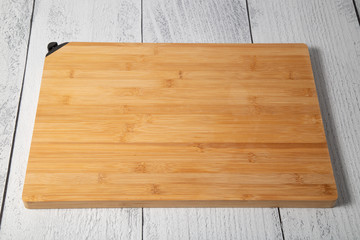 Bamboo cutting Board on white background. Board for cooking.