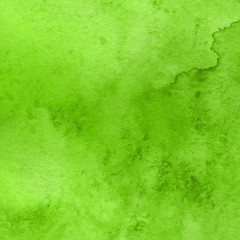 Watercolor green texture with abstract washes and brush strokes on the white paper background. Digital paper background.