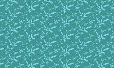 Lite Teal Background and Solid Crocus Leaves with Dots Pattern Background