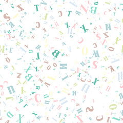 Hand-drawn vector seamless ABC texture with cute and funny letters of the alphabet on white background