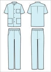 The man are dressed in medical a T-shirt and trousers