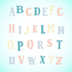 Hand-drawn  ABC colored. Cute and funny letters of the alphabet isolated