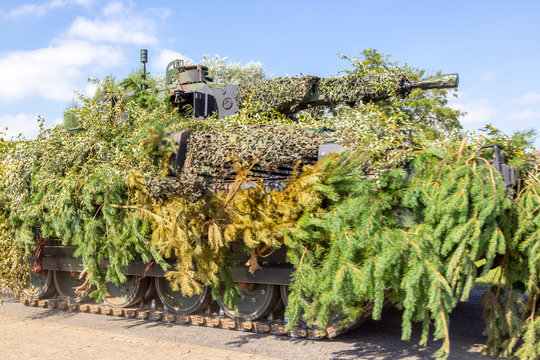 German army infantry fighting vehicle  drives on tactical exercise at military training area