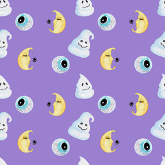 Watercolor background images of Culinary sweets for Halloween