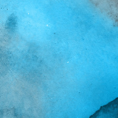 Colorful blue watercolor winter paper textures on white background. Chaotic abstract organic design.	