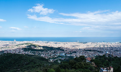 Panoramic view on Barcelona from Tibidabo mountain