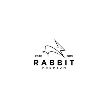 Rabbit Flash Logo vector line outline monoline art icon
