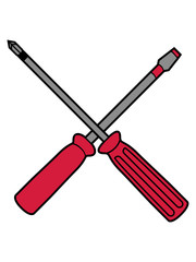 kreuz mechaniker rot schlitz werkzeug silhouette bauen schraubenzieher handwerker schrauben ziehen drehen basteln auto clipart design cool design