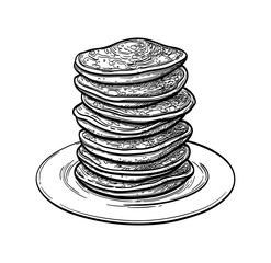 Ink sketch of pancakes.