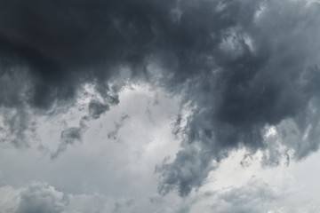 Dark clouds in the sky.