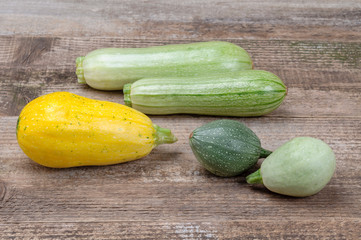 Zucchini of different grades and various shapes.