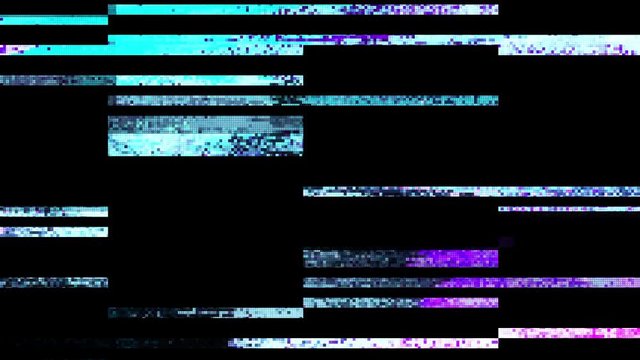 Unique Design Digital Pixel Noise Glitch Error Video Damage, Black Screen 