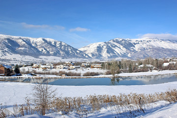Fototapeta na wymiar Wasatch Front mountains, Utah, in winter