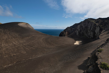 Fototapeta na wymiar Landscape of the new born land of the Capelinhos volcanic eruption in 1957-1958 at Faial island