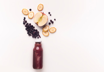 Fresh blended smoothie of fruits for losing weight on white