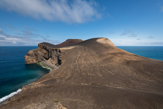 Landscape of the new born land of the Capelinhos volcanic eruption in 1957-1958 at Faial island