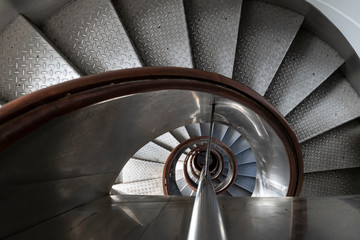 Looking down the spiral staircase of the Ponta dos Capelinhos lighthouse