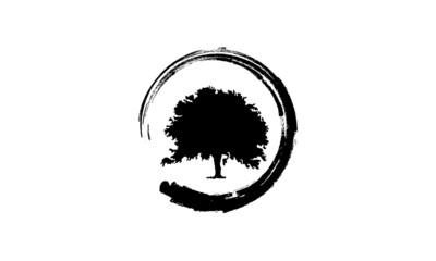 Green Oak Tree Logo, Pines  Logo sample, vector template, tree vector icon. logo design elements. A conceptual illustration of a tree icon, Green Oak Silhouette of a tree, Vector logo design, Oak Tree