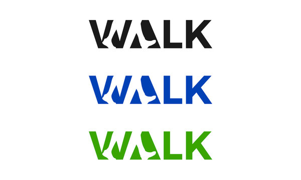 Walking man logo, the man walking, movement logo, Foot Therapy, spa, body care, massage, nature, leaf. Vector logo template, Sport walking sign. Fitness and lifestyle concept. Vector Illustration.