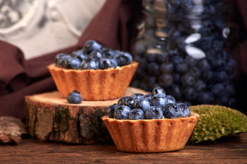 homemade sweet cakes with blueberry berries. delicious home baking