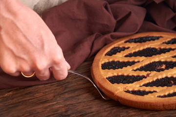 piece of Blueberry pie. delicious blueberry pie. nutritious home baking