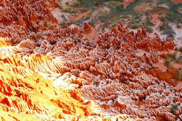 The Tsingy Rouge (Red Tsingy) is a stone formation of red laterite formed by erosion of the Irodo River in the region of Diana in northern Madagascar.