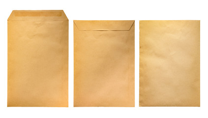 craft paper envelope set blank mockup template isolated for identity branding
