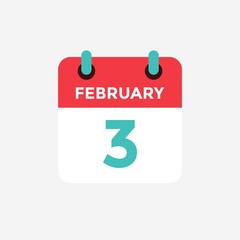 Flat icon calendar 4 of February. Date, day and month. Vector illustration.