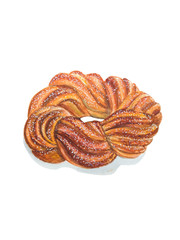 cake isolated on white background. Estonian pretzel