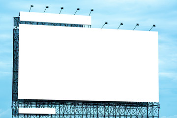 billboard blank and blue sky, copy space on white screen