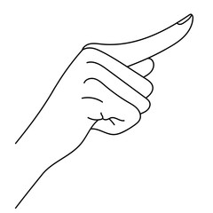 Hand with index finger. Line art drawing hand with forefinger pressing imaginable button, sketch hand, the Index Finger, pointing finger