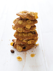 Pile of Homemade Cereal cookies closeup