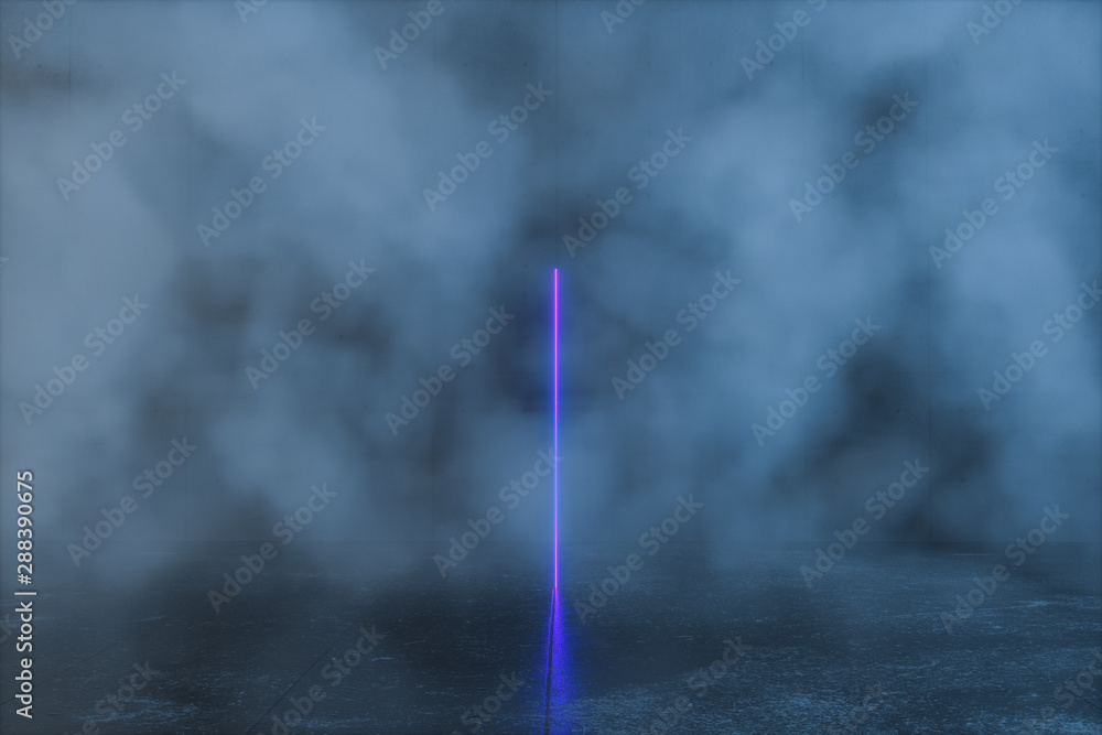 Poster an empty concrete room filled with mist, 3d rendering