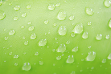 Water drops on banana leaf backgroung.