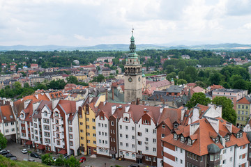 Obraz premium Cityscape view across the rooftops of Klodzko, Poland