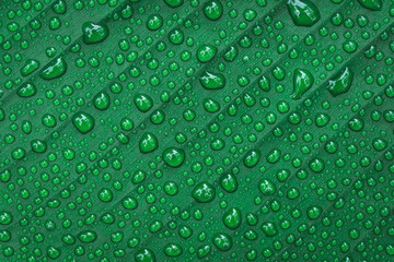 Water drops on banana leaf background.